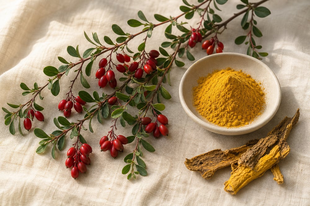 Illustrative image — barberry botanicals (Berberine); does not show Leva patients